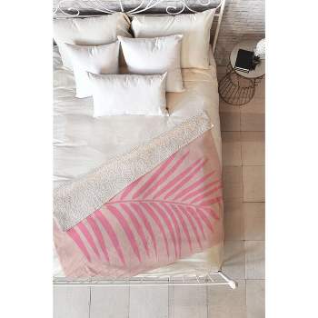 Daily Regina Designs Pink And Blush Palm Leaf 60" x 50" Fleece Throw Blanket - Deny Designs