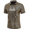 Men's 70s Disco Shirts Shiny Sequins Short Sleeve Party Shirt Slim Fit Nightclub Costume Tops - 2 of 4