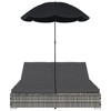 vidaXL Sun Lounger Grey PE rattan, powder-coated steel, polyester Double - 2 of 4