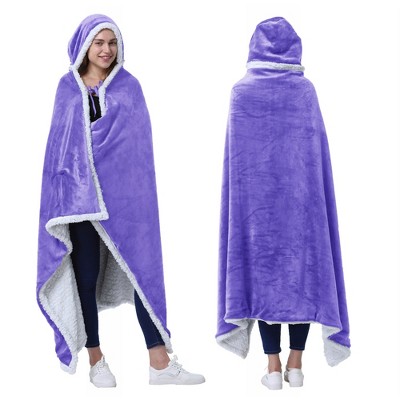 Catalonia Women's Fuzzy Wearable Blanket Wrap Sweater with Hand Pockets, Hooded Blanket Cape, Cozy Fleece Throw Cape, Valentine’s Day Gift for her