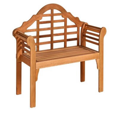 49 Inch Eucalyptus Wood Outdoor Folding Bench with Backrest Armrest for Patio Garden