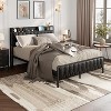 coucheta Bed Frame with PU Faux Leather,Headboard with Charging Station,Platform Bed Frame with Storage,Noise-Free,No Box Spring Needed,Easy Assembly - 3 of 4