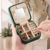 Plush Velvet Travel Jewelry Case with Mirror, Portable Organizer for Rings, Earrings & Necklaces, Green - 2 of 4