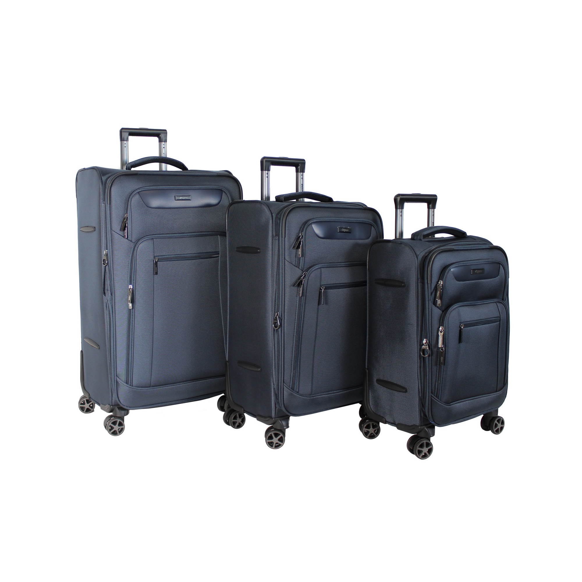 Dejuno Executive 3-Piece Spinner Luggage Set With USB Port - Navy