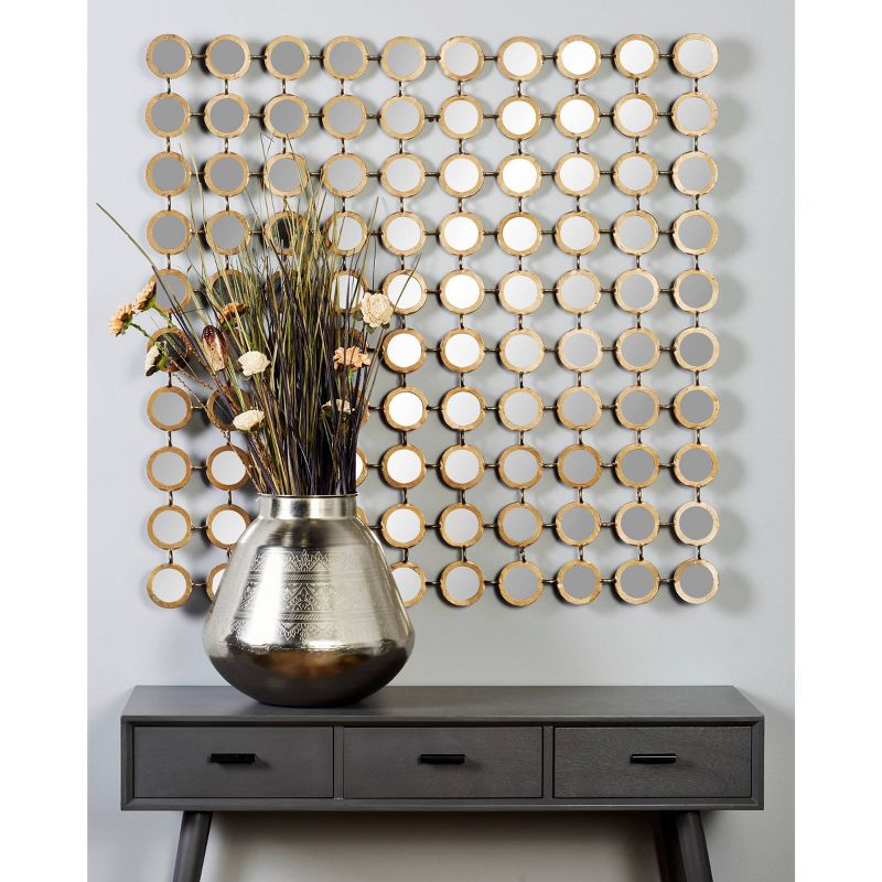 Metal Wall Mirror with Grid Pattern Gold - Olivia &#38; May, 3 of 21