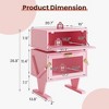 RoyalCraft Nightstand with LED Light Strips, Modern End Table with Rotating Drawer and Glass Door Storage for Bedroom or Home Office, Pink - 2 of 4