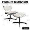 AMERLIFE Swivel Criss Cross Chair with Ottoman Set, Comfy Chair with Corduroy Upholstered Seat, White & Grey - 2 of 4