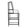 Vynxaria Contemporary Desk - Black Metal Frame, Clear Glass Top, Extra Storage Shelves, Versatile Design - 3 of 4