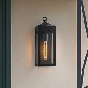 ALOADECOR Unique/Statement Outdoor Wall Light with Clear Glass Farmhouse Black Exterior Wall Sconce with Open Bottom Porch Light Fixture for Garage - 1 of 4