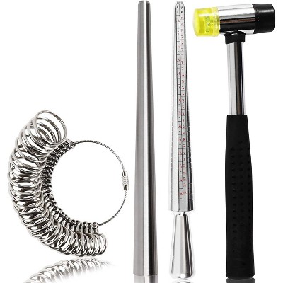 Ring Sizer Measuring Tools Set with Ring Mandrel, Ring Repair Hammer and Ring Loops for Wedding & Engagement Rings