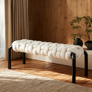 Christopher Knight Home Xander Modern Teddy Braided Upholstered Bench with Metal Legs - 1 of 4