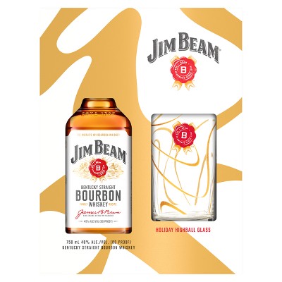 Jim Beam Bourbon White with Highball Glass Gift Set - 750ml Bottle
