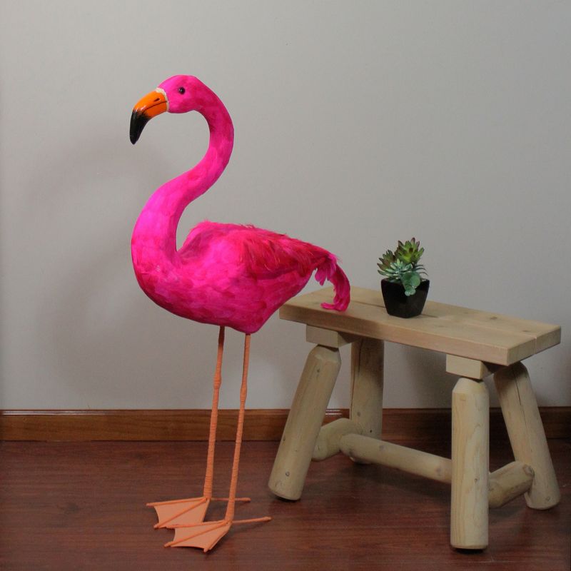 Northlight 39.5" Standing Hot Pink Feathered Flamingo Decoration, 3 of 4
