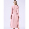 INSPIRE CHIC Women's High Waist Pleated Front Long Sleeve A-Line Ribbed Knitted Maxi Sweater Dress - 3 of 4
