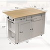 Rolling Kitchen Island Cart with Power Outlet & Drop Leaf, Kitchen Storage Cabinet On Wheels with 3 Drawers, Mobile Island Table - 3 of 4