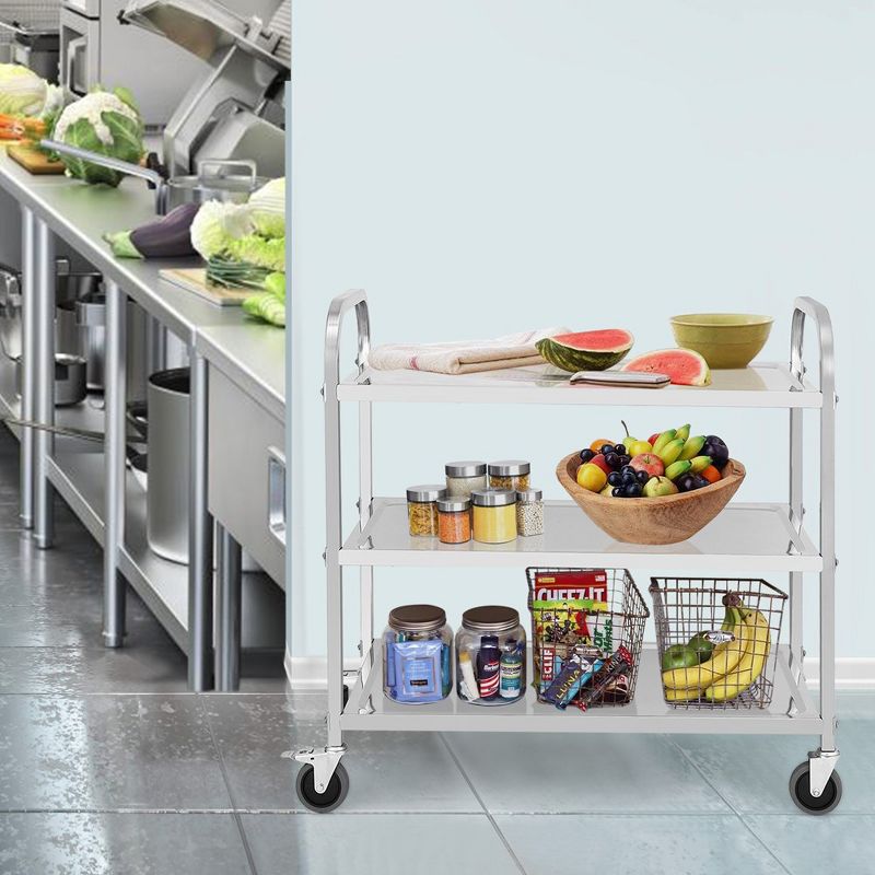 3 Tier Stainless Steel Utility Cart, 5 of 7