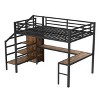 Sapphtopaz Loft Bed with L-Shaped Desk & USB,Metal Loft Bed with Wardrobe & Adjustable Shelf for Adults Teens Bed Frame for Bedroom - 2 of 4