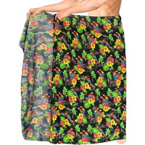 LA LEELA Men's Vacation Beachwear Lava Lava Sarongs Swimwear Cover Up Summer Long Holidays Wrap Vacation Pareo For Men One Size Black, Floral - 1 of 4