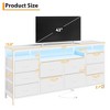 63" Dresser TV Stand with 10 Fabric Drawers, LED Lights & USB Ports - 3 of 4