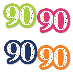 Big Dot of Happiness 90th Birthday - Cheerful Happy Birthday - DIY Shaped Colorful Ninetieth Birthday Party Cut-Outs - 24 Count - 1 of 4