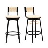 CAVINAS Set of 2 Swivel Counter Stools with 360 Degree Rotating Seat, Ergonomic Backrest, Black Metal Frame, Hand-Woven Paper Rope Seat - 4 of 4