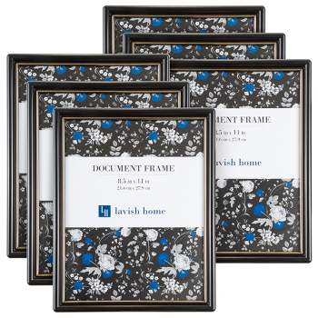 Hasting Home Set of Six, Black Picture Frames with Stand and Hooks