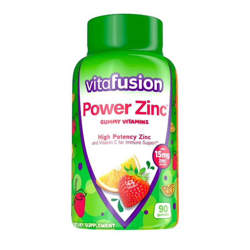 Vitafusion Power Zinc Gummy Vitamin Immune Support - Strawberry Tangerine Flavored - 90ct, 1 of 12