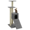 vidaXL Cat Tree Light grey Engineered wood, plush, sisal Medium Cat Tree - 4 of 4