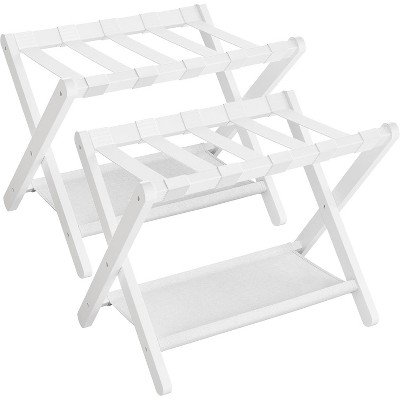 Luggage Rack, Folding Suitcase Stand with Storage Shelf, for Guest Room, Hotel, Bedroom