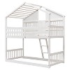 YOOCOZZ Twin over Twin House Bunk Bed with Roof,Safety Guardrails and Ladder - 4 of 4