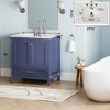 GlasFlength Bathroom Storage Cabinets, Freestanding, Open shelving Bathroom Vanity，Assembly Required, Blue, 29.8"*19.1"*34.75" - 3 of 4