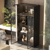Famapy Black Kitchen Cabinet With Pop up Tempered Glass Doors and 3-Color LED Lights - 3 of 4