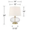 360 Lighting Darrah 20" High Small Mid Century Modern Accent Table Lamp USB Port Clear Glass Brass Finish Single Off-White Shade Living Room Charging - 4 of 4
