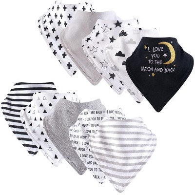 Hudson Baby Infant Cotton Bandana Bibs 10pk, Moon And Back, One Size