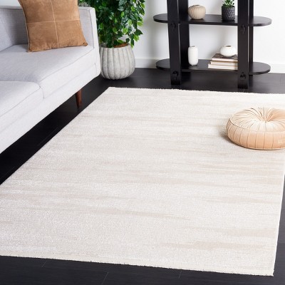 Ivory Beige Hand-Knotted Synthetic Area Rug 5'3" x 7'6"