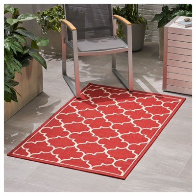 Bencmate Rug Indoor and Outdoor Area Rug 3‘3”*5’ Vintage Large Non-slip Rug For Living Room Kitchen Bedroom, Red, 30"*60"*0.16"