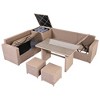 CAVINAS Front Porch Furniture, All-Weather Rattan Outdoor Sofa Set Tempered Glass Tabletop Outdoor Dining for Garden - 3 of 4