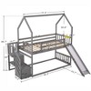 Twin over Twin House Bunk Bed with Convertible Slide,Storage Staircase,White - 3 of 3
