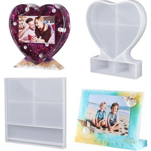 JDICTION Epoxy Molds Silicone, Large Size Picture Frames Silicone Molds Rectangle & Heart Shape Epoxy Resin Molds for DIY Home Table Décor - 1 of 4