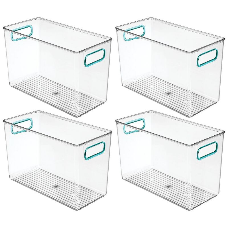 mDesign Plastic Storage Organizer Bin for Kid/Baby Supplies, 4 Pack - Clear/Blue, 1 of 10
