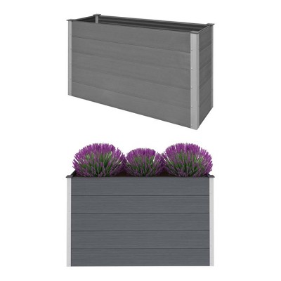 vidaXL Planter Slatted Design Outdoor Garden Raised Flower Herb Pot Display Box Stand Rack Flower Shelves 14.9" Wood