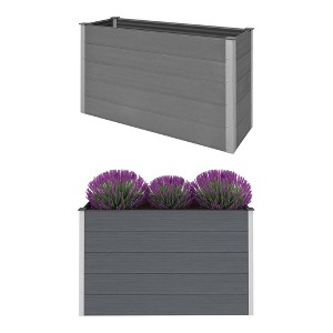 vidaXL Planter Slatted Design Outdoor Garden Raised Flower Herb Pot Display Box Stand Rack Flower Shelves 14.9" Wood - 1 of 4