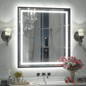 Apmir Super Bright Front & Back LED Lighted Anti-Fog Aluminum Alloy Framed Tempered Glass Bathroom/Vanity Mirror with ETL & 3-Year Warranty - 1 of 4