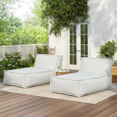 Light Gray Outdoor Bean Bag Lounge Chair,Armless Lounger with Shredded Foam Fill,Oversized Sofa-Style Bean Bag for Balcony Poolside-Coolbibila