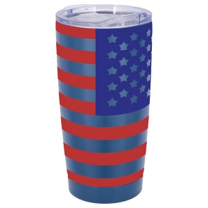 100 North 20 Ounce Stainless Steel On the Go Travel Tumbler With Push Top Lid, American Flag Blue - 1 of 4