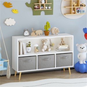 YONWAY Kids Bookcase with Collapsible Fabric Drawers, Children's Book Display, Kids Bookshelf with Toy Storage Cabinet Organizer - 1 of 4