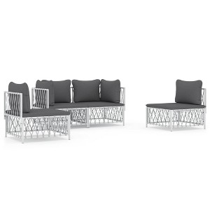 vidaXL Garden Lounge Set White Woven fabric, powder-coated steel, textilene - 1 of 4