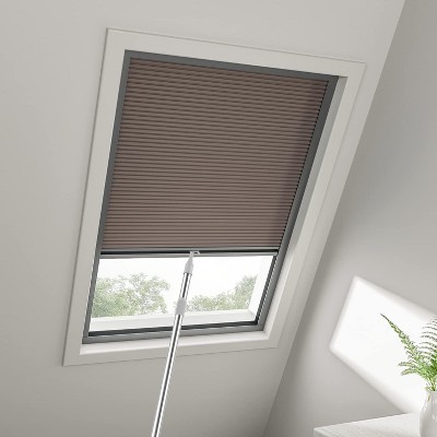 Cordless Skylight Shades Light Filtering Roof Window (Dark Coffee, 12-51 Wide and 12-74 High)
