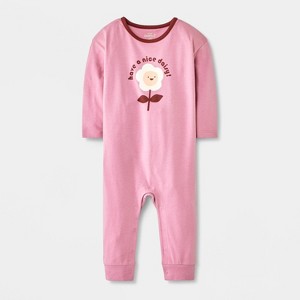 Baby Girls' Have A Nice Daisy Long Sleeve Romper - Cat & Jack™ Purple - 1 of 4