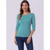 INSPIRE CHIC Women's Classic Solid Elbow Sleeves Round Neck Slim Fit T-Shirts - 3 of 4